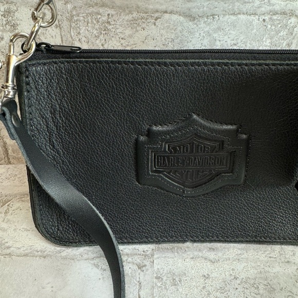 Harley Davidson black‎ leather handbag purse NWT embossed logo small - Picture 2 of 8